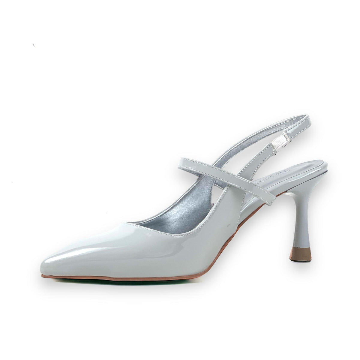 Women's Olvan Silver Patent Leather Thin Heel Shoes Sandals 7 Cm Heel - STREETMODE™