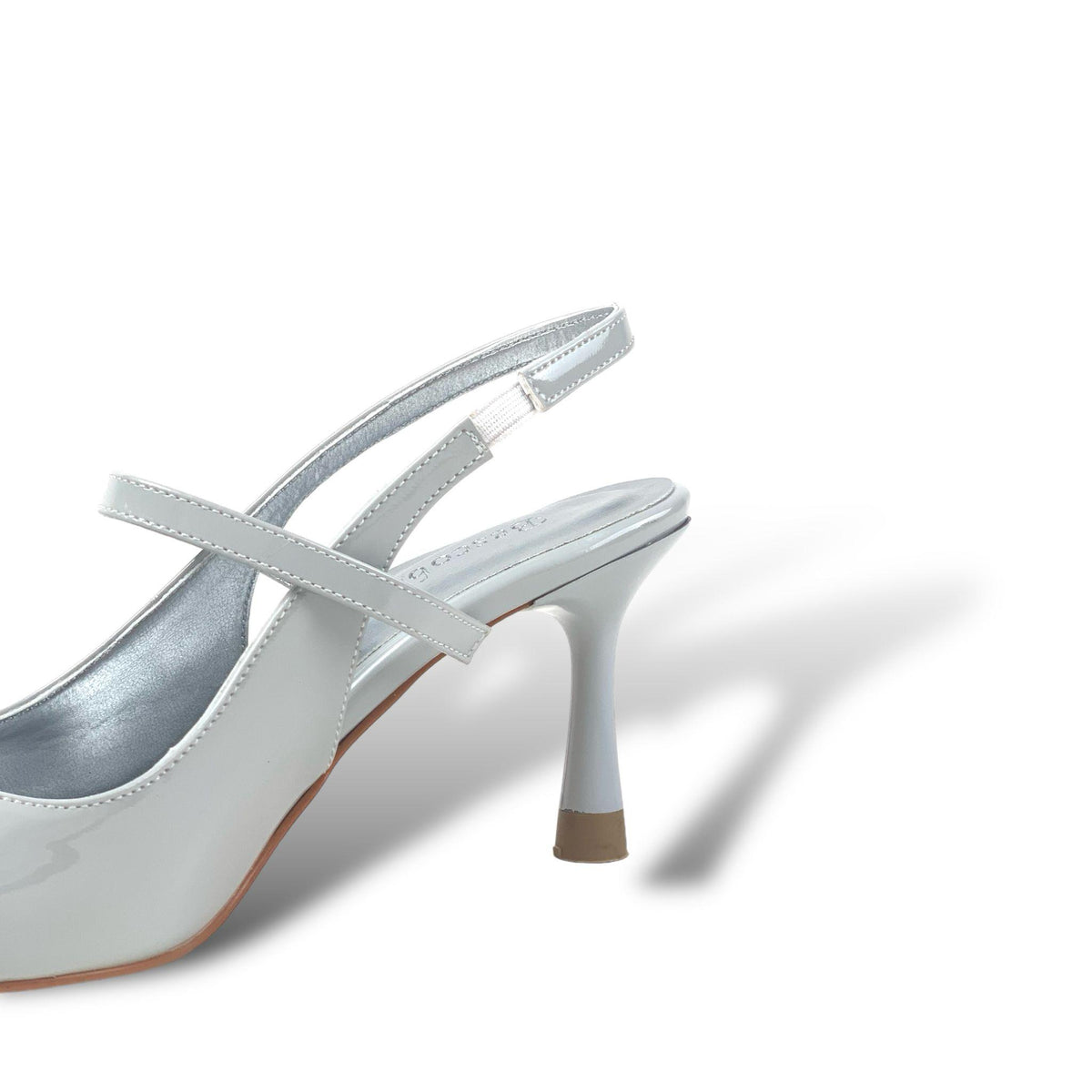 Women's Olvan Silver Patent Leather Thin Heel Shoes Sandals 7 Cm Heel - STREETMODE™