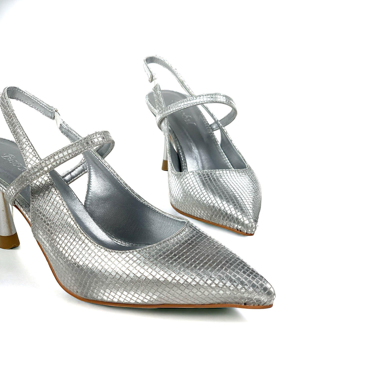 Women's Olvan Silver Sedef Thin Heel Shoes Sandals 7 Cm Heel - STREETMODE™