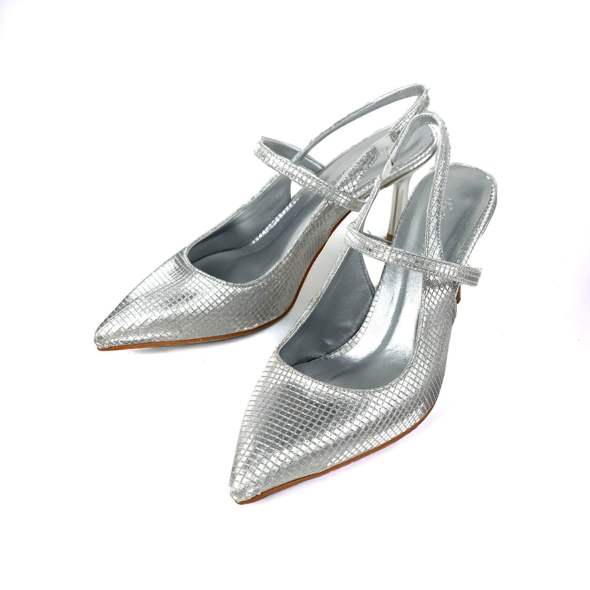 Women's Olvan Silver Sedef Thin Heel Shoes Sandals 7 Cm Heel - STREETMODE™