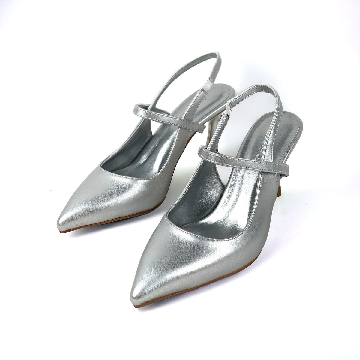 Women's Olvan Silver Skin Thin Heel Shoes Sandals 7 Cm Heel - STREETMODE™