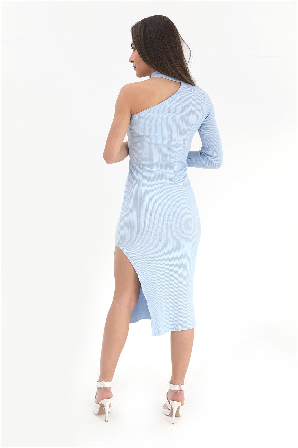 Women's One-Shoulder Knitwear Dress - Baby Blue - STREETMODE™