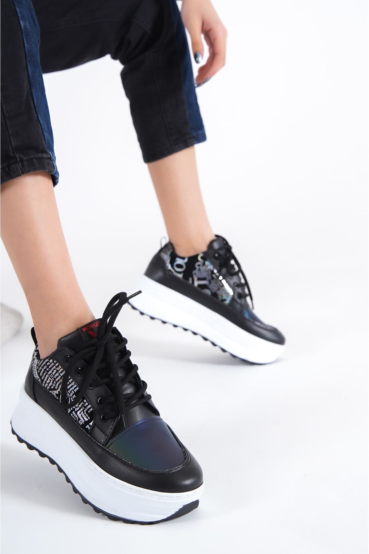 Women's ONEO black-white Sneakers Shoes - STREETMODE™