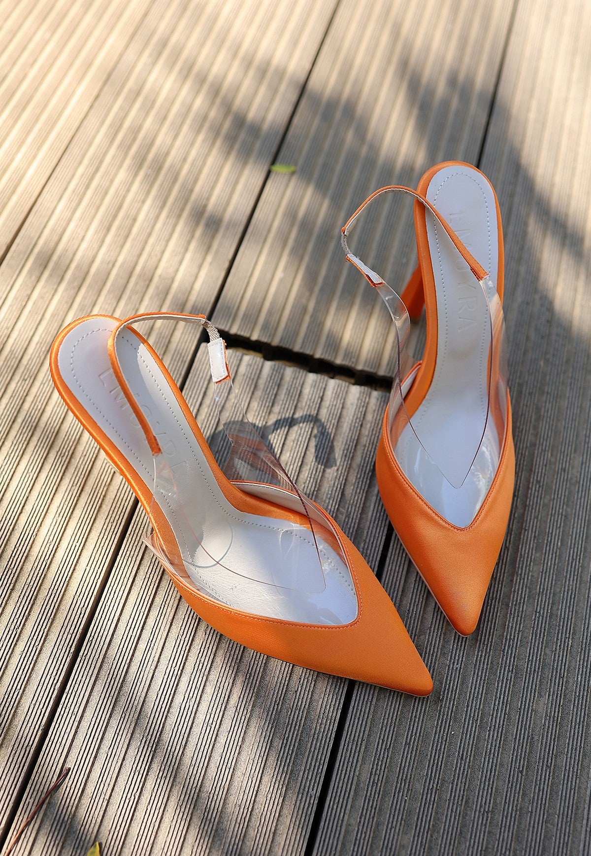 Women's Orange Satin High Heel Shoes - STREETMODE™