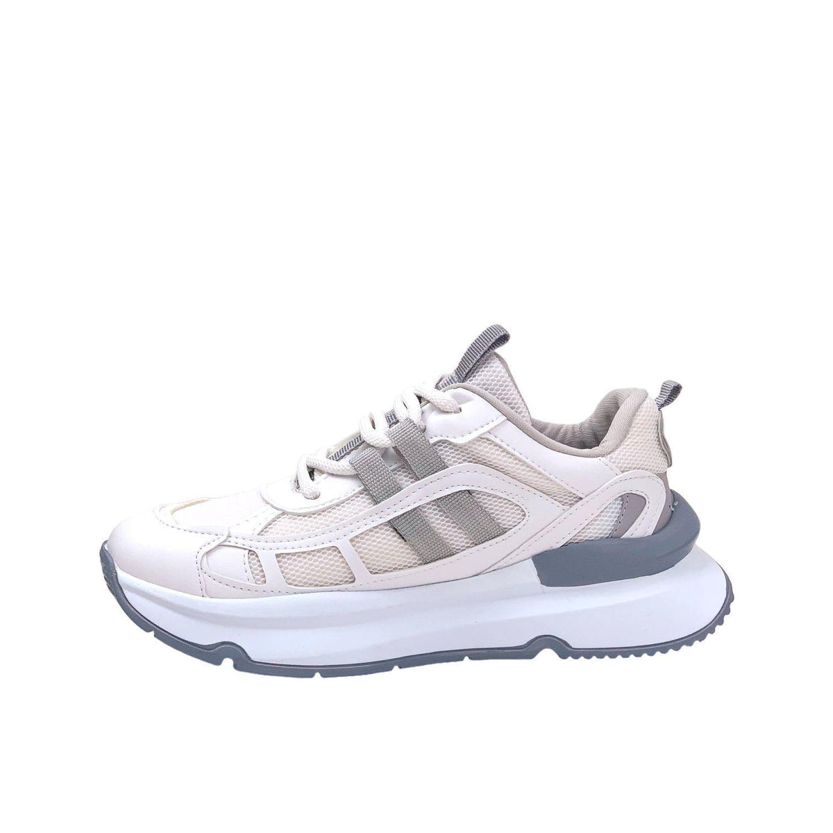 Women's Osda White Gray Casual Sports Shoes Sneaker 4 cm - STREETMODE™