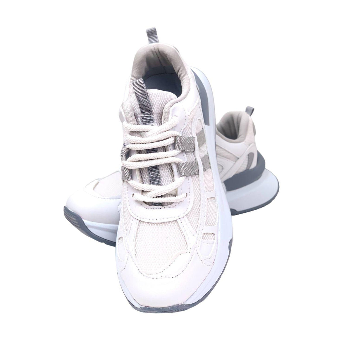 Women's Osda White Gray Casual Sports Shoes Sneaker 4 cm - STREETMODE™