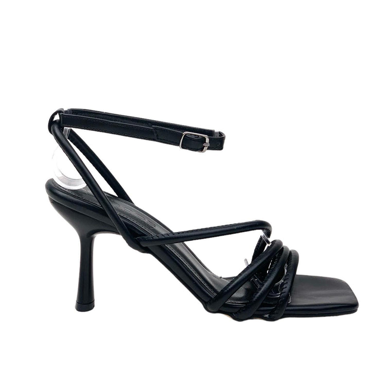 Women's Pakj Black Ankle Strap Sandals 7.5 Cm - STREETMODE™