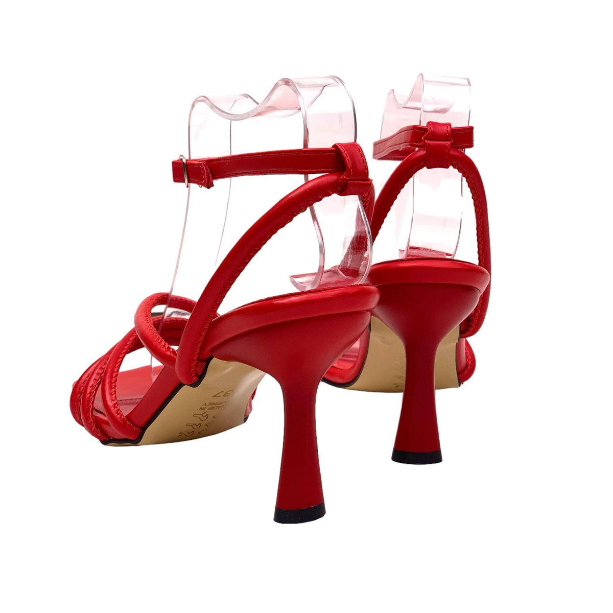 Women's Pakj Red Ankle Strap Sandals 7.5 Cm - STREETMODE™