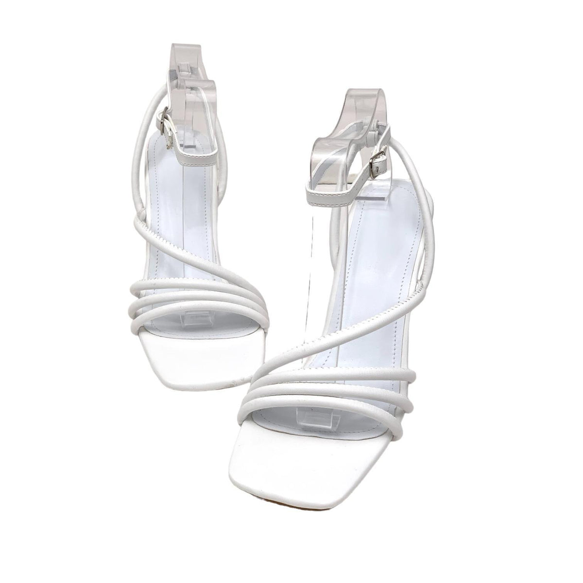 Women's Pakj White Ankle Strap Sandals 7.5 Cm - STREETMODE™