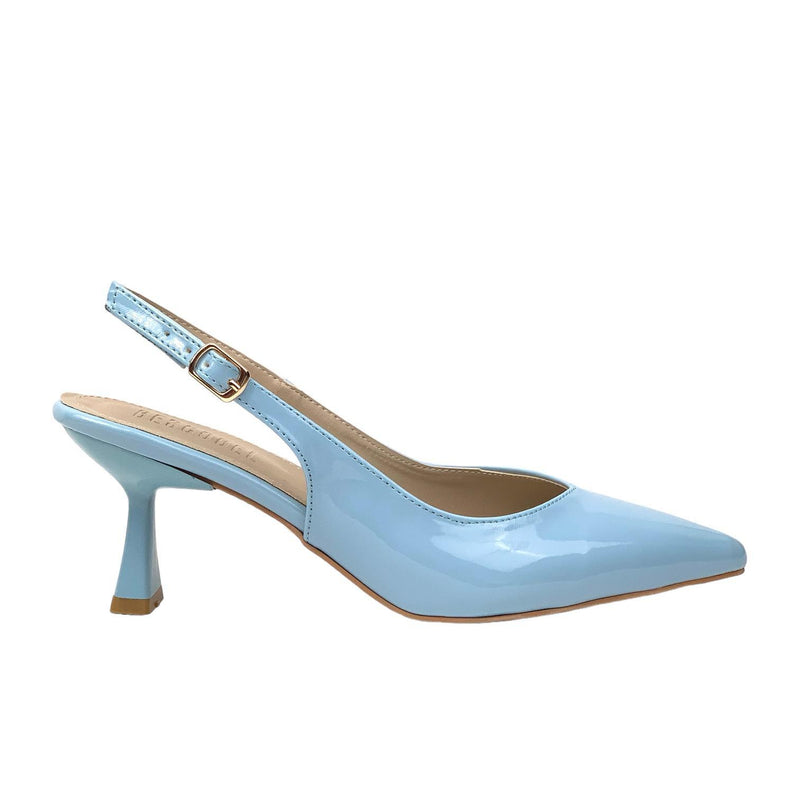 Women's Pasg BabyBlue Patent Leather Material Pointed Toe Heeled Sandals - STREETMODE™