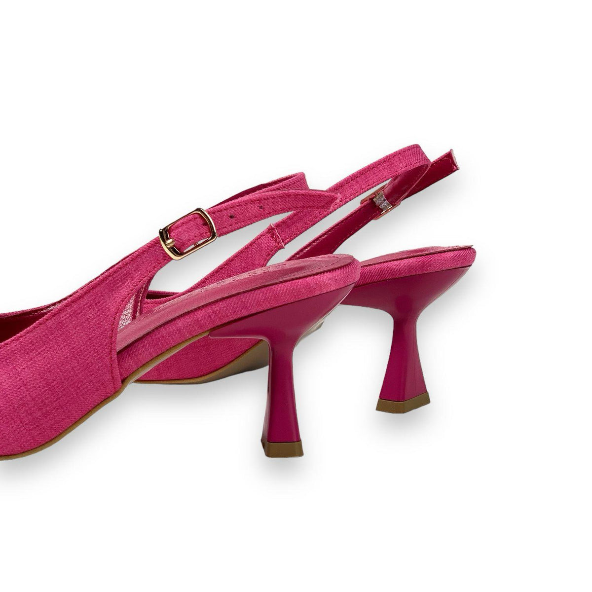 Women's Pasg Fuchsia Denim Pointed Toe Heeled Sandals 6 Cm - STREETMODE™