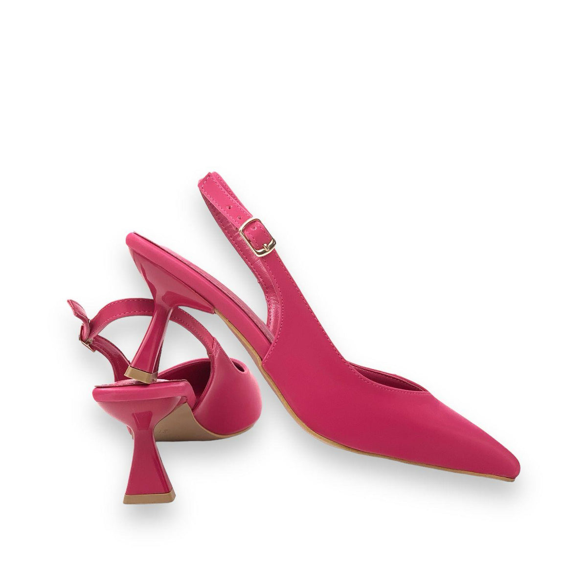 Women's Pasg Fuchsia Silk Material Pointed Toe Heeled Sandals 6 Cm - STREETMODE™