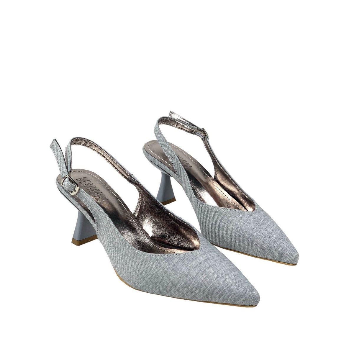 Women's Pasg Gray Denim Pointed Toe Heeled Sandals 6 Cm - STREETMODE™