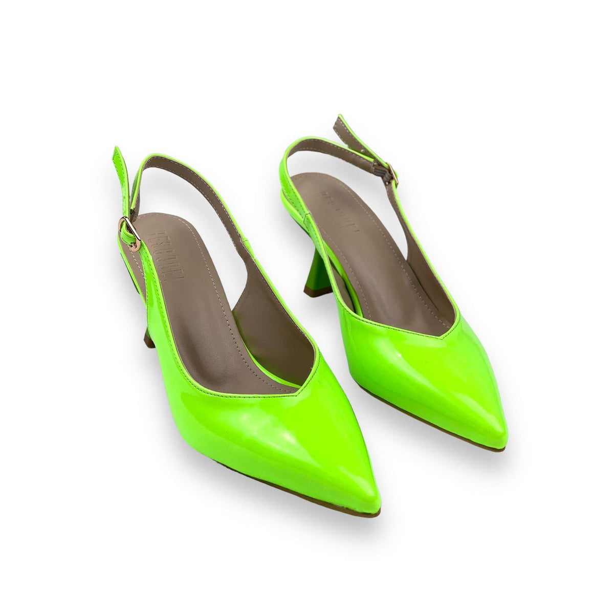 Women's Pasg PistachioGreen Patent Leather Pointed Toe Heeled Sandals 6 Cm - STREETMODE™