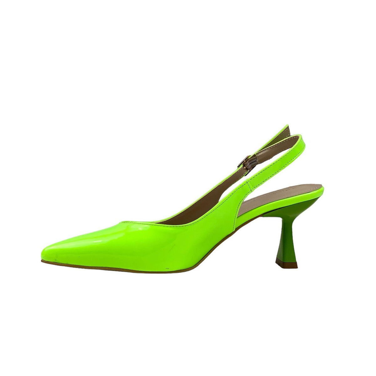 Women's Pasg PistachioGreen Patent Leather Pointed Toe Heeled Sandals 6 Cm - STREETMODE™