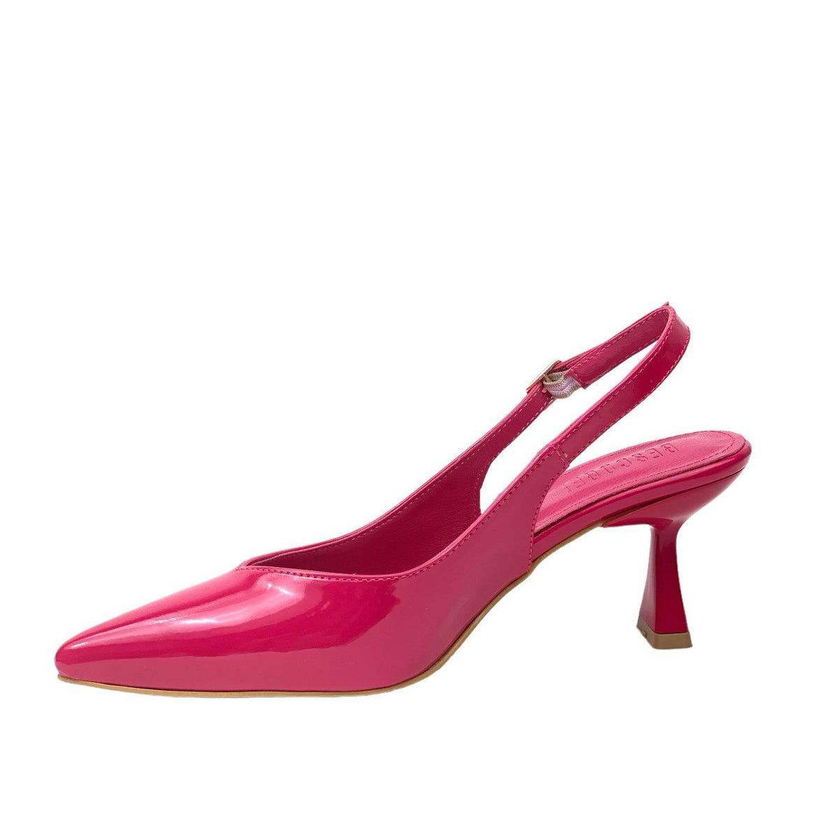Women's Pasge Fuchsia Patent Leather Material Pointed Toe Heeled Sandals - STREETMODE™