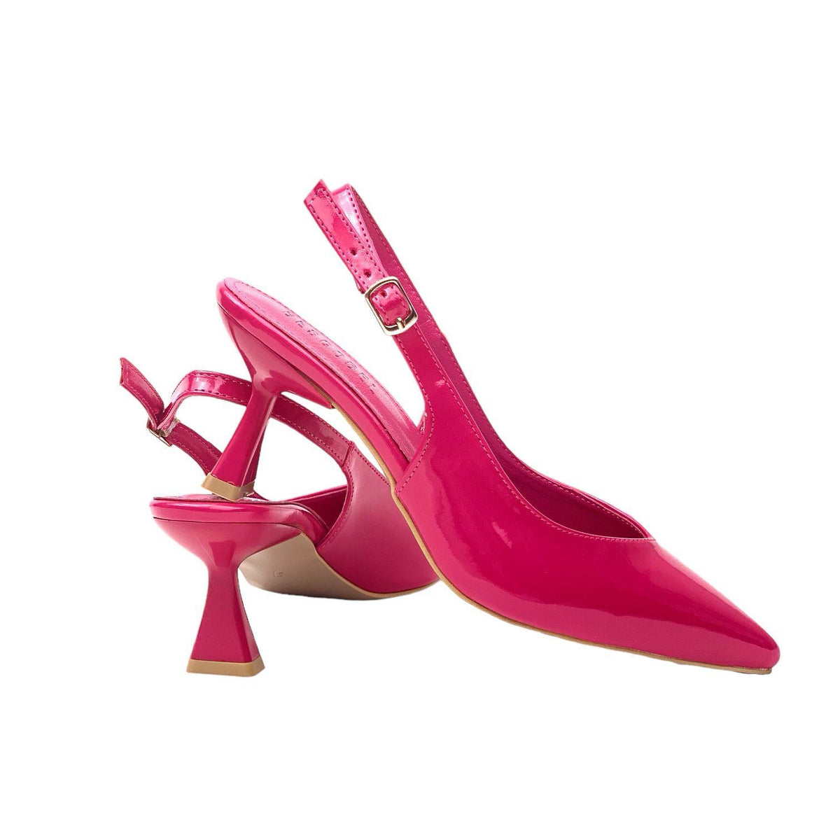 Women's Pasge Fuchsia Patent Leather Material Pointed Toe Heeled Sandals - STREETMODE™