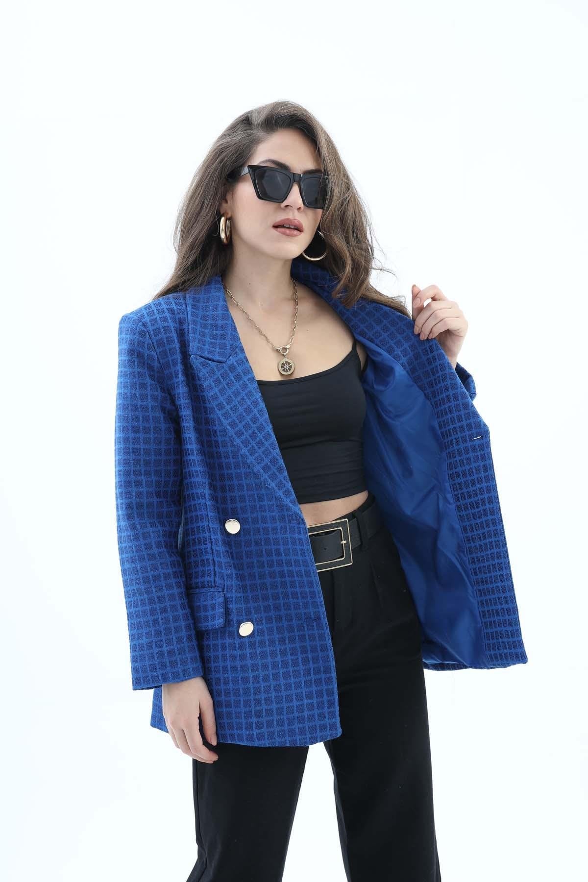 Women's Pattern Double Breasted Chanel Jacket - STREETMODE™