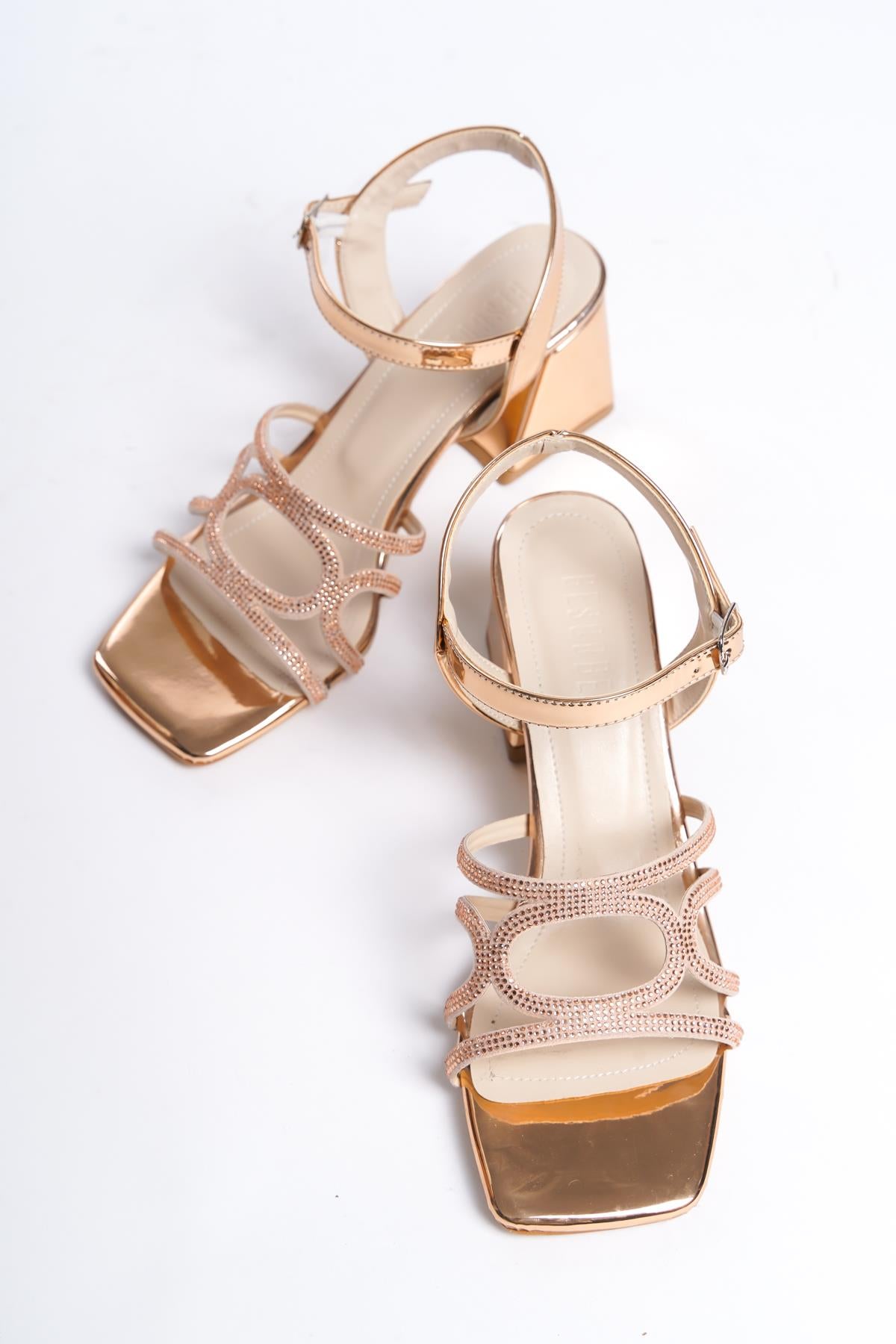 Women's Pedm Powder Low Thick Heel Stone Sandals 5 cm - STREETMODE™