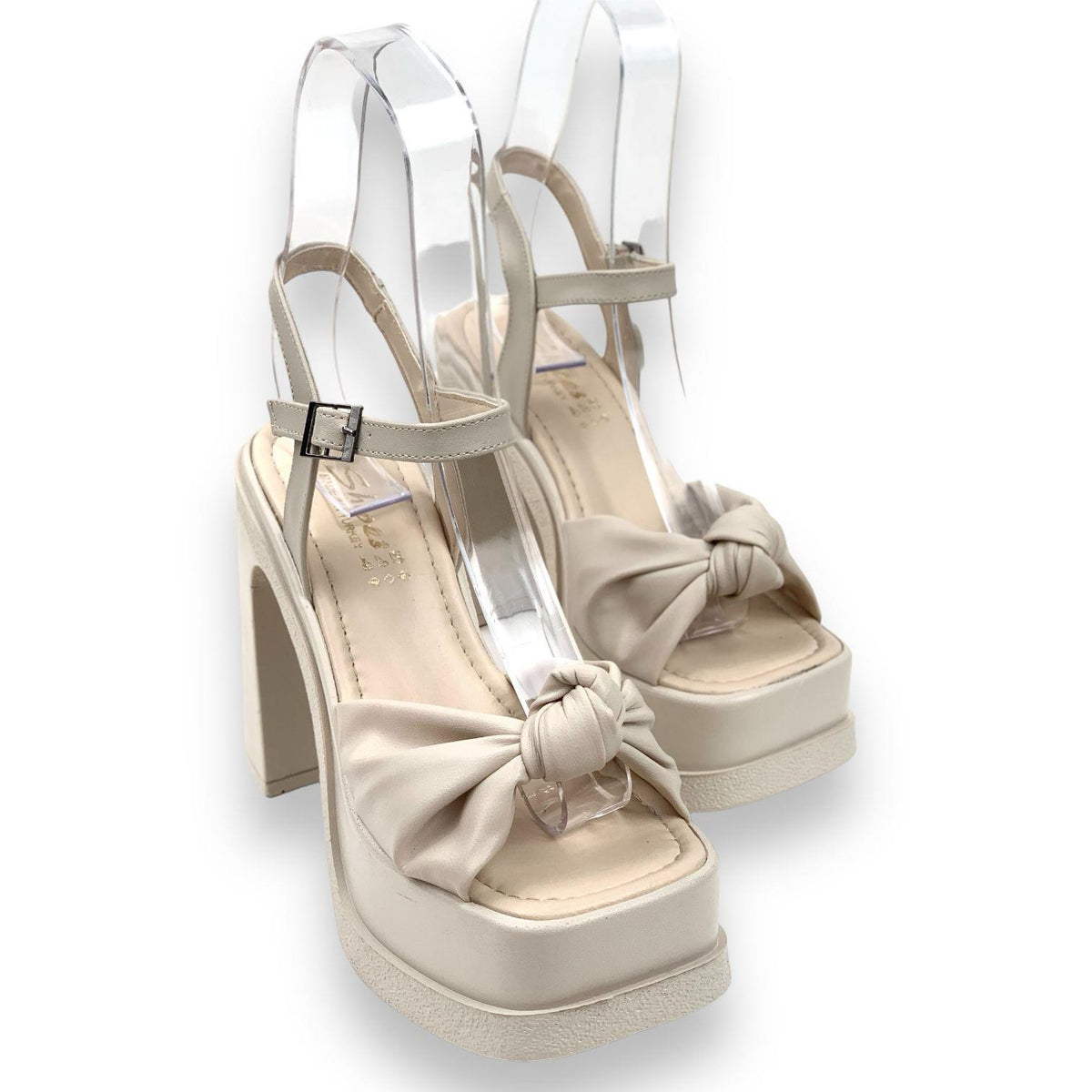 Women's Pedyan beige Bow Detailed Platform Slippers 15 Cm Heeled - STREETMODE™