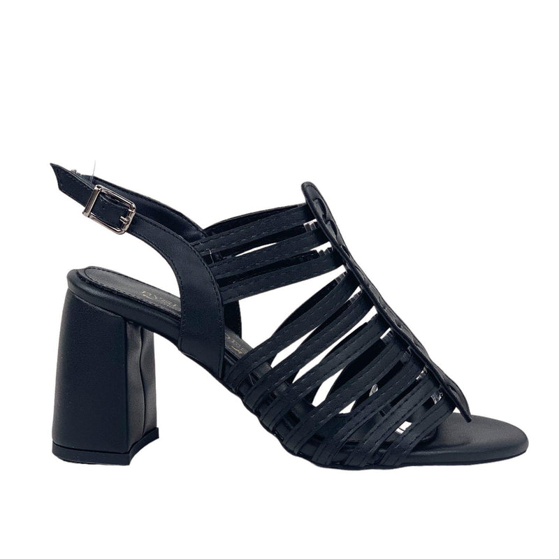 Women's Pert Black Skin Thick High Heel Shoes Sandals - STREETMODE™
