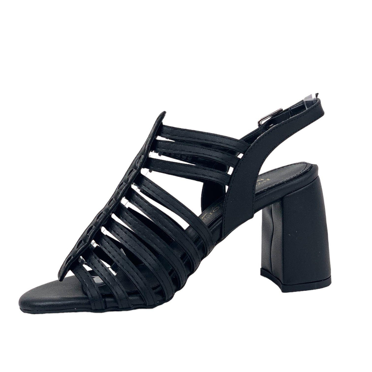 Women's Pert Black Skin Thick High Heel Shoes Sandals - STREETMODE™