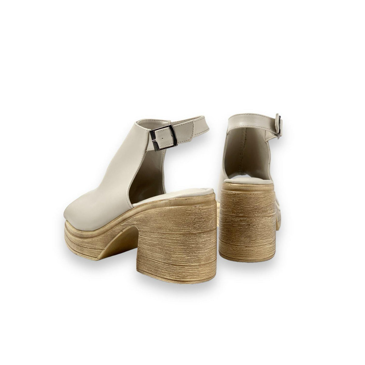 Women's Pohm Beige Heeled Summer Shoes 10 Cm Heel - STREETMODE™