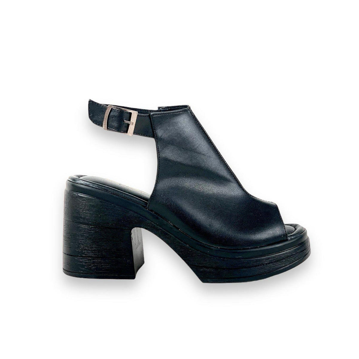 Women's Pohm Black Heeled Summer Shoes 10 Cm Heel - STREETMODE™