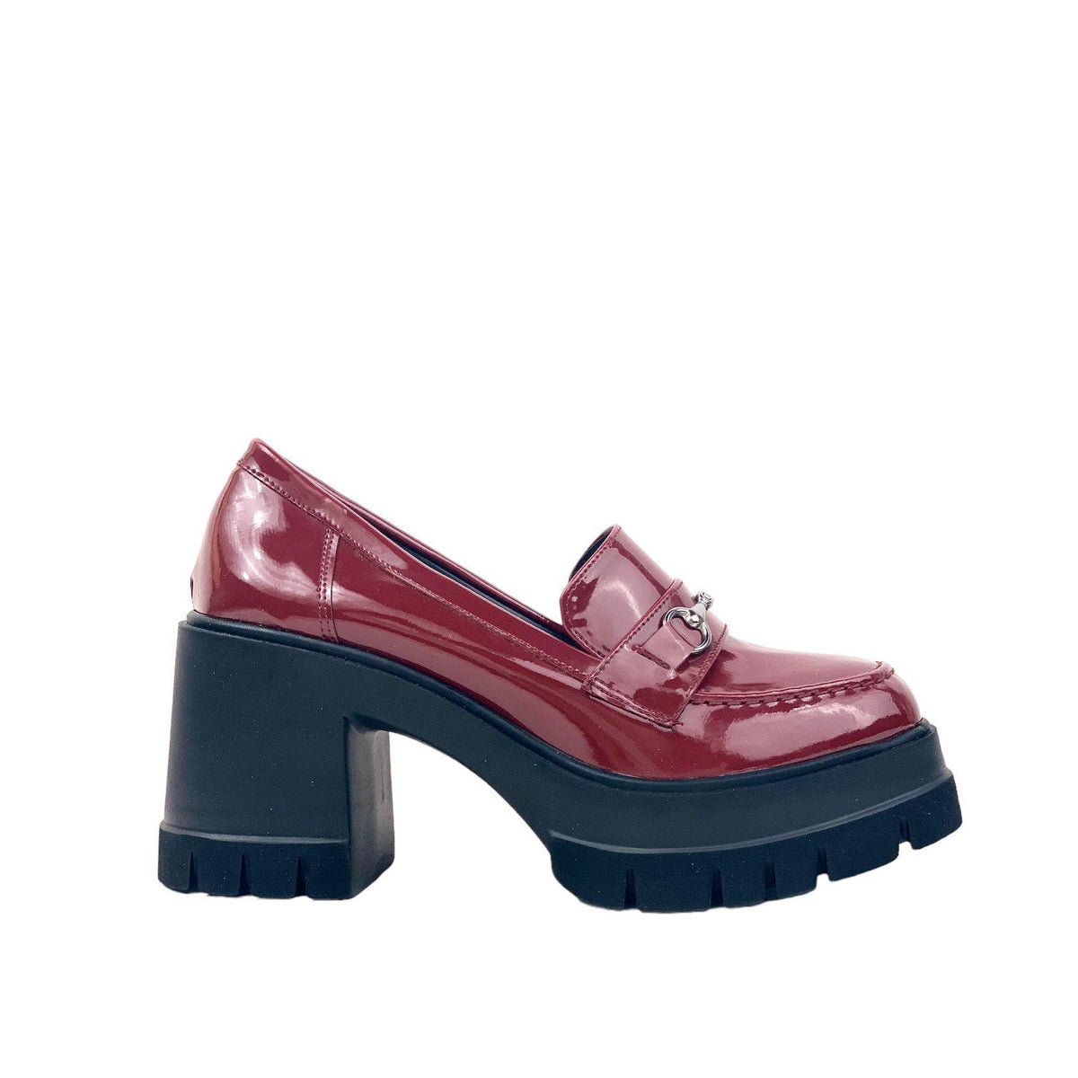 Women's Pons Bordeaux Patent Leather High Heeled Loafer Shoes 10 Cm 604 - STREETMODE™