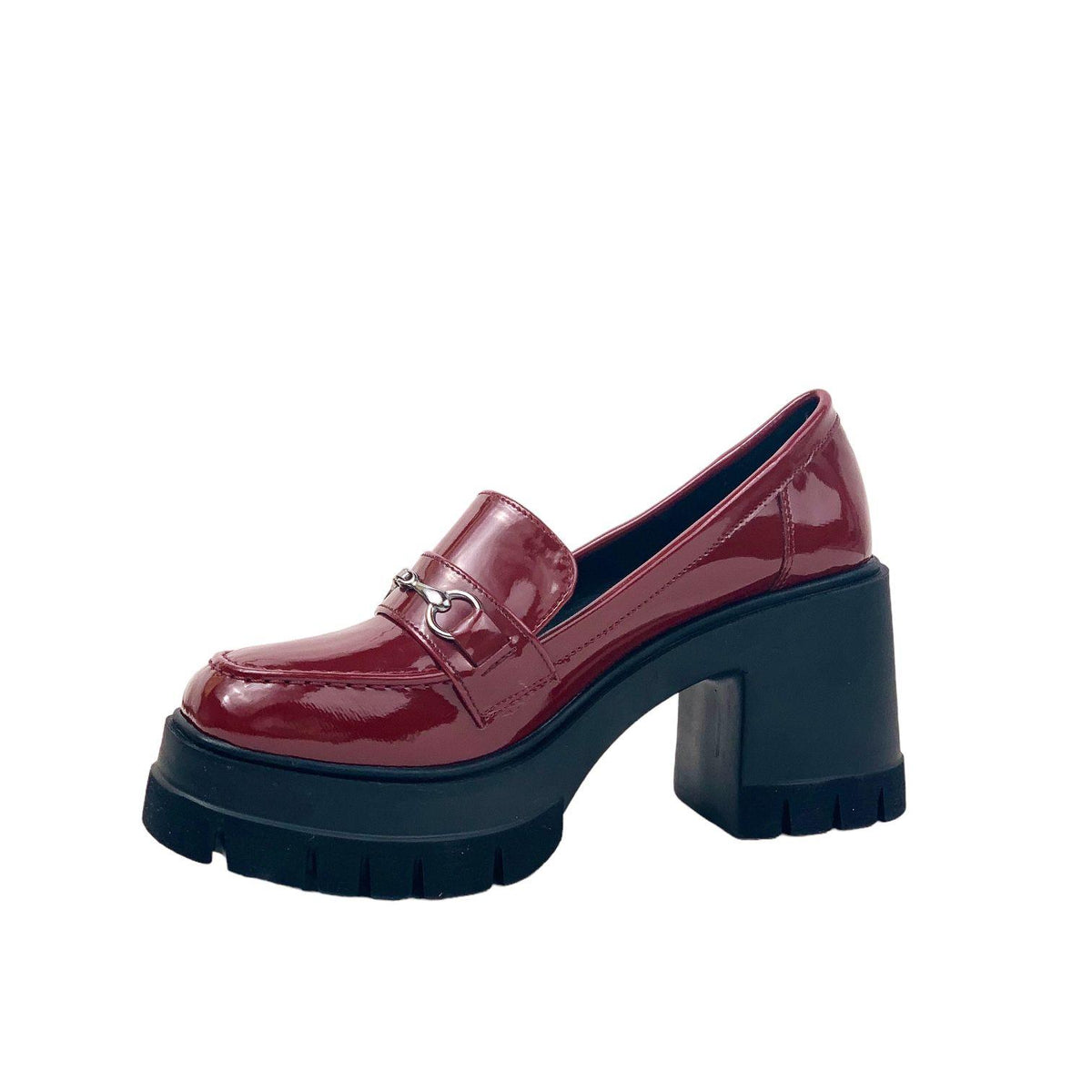 Women's Pons Bordeaux Patent Leather High Heeled Loafer Shoes 10 Cm 604 - STREETMODE™