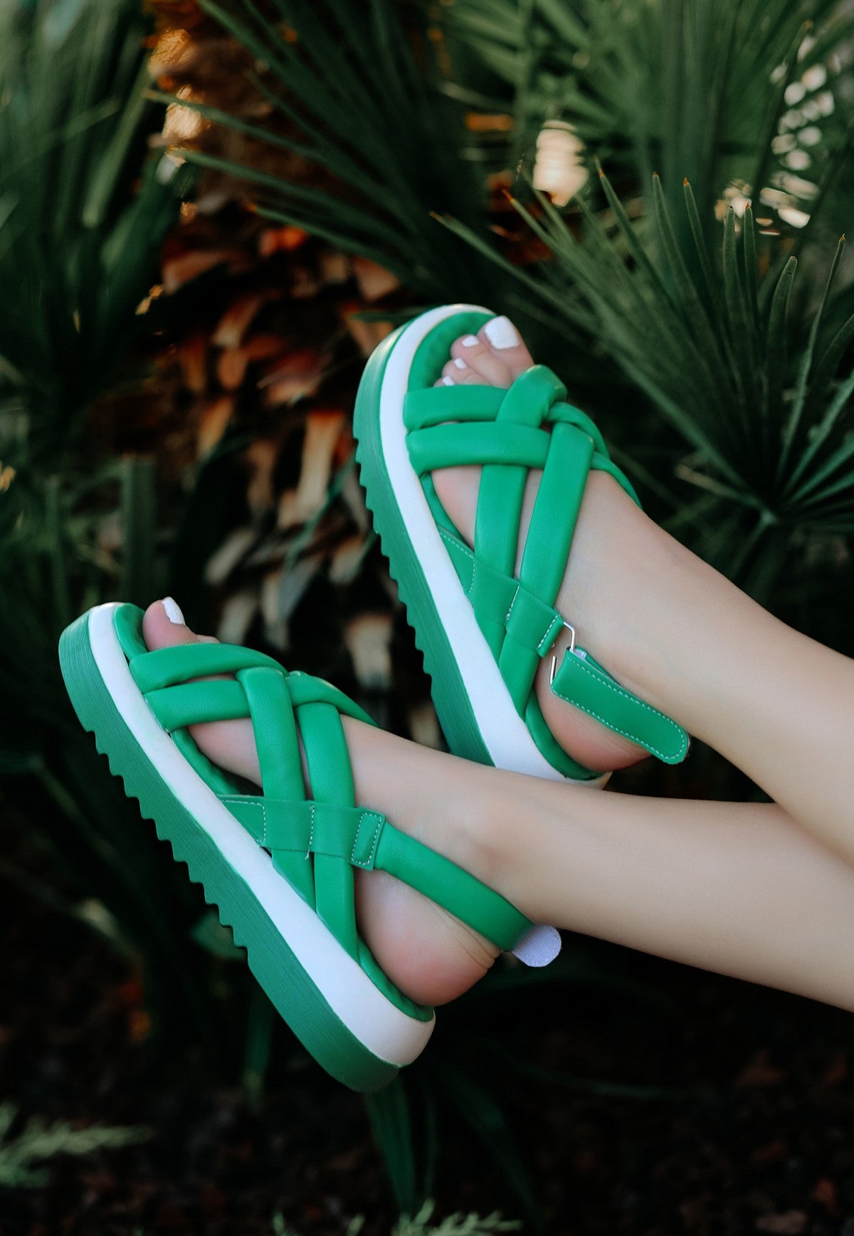 Women's Porin Green Skin Sandals - STREETMODE™
