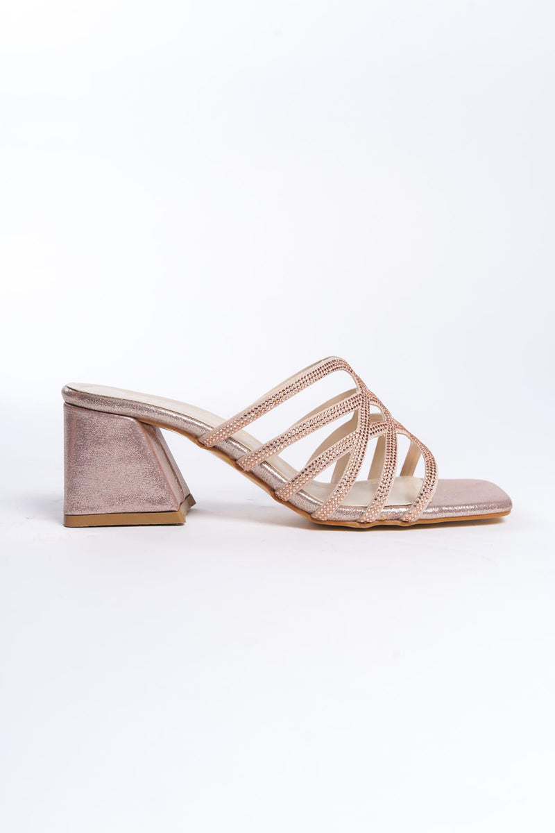 Women's Powder Stone Detailed 5 cm Heeled Slippers - STREETMODE™