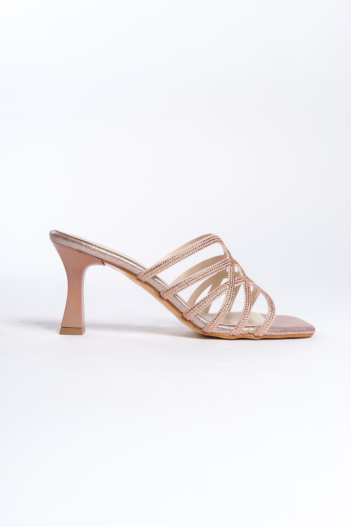 Women's Powder Stone Detailed 8 cm Heel Slippers - STREETMODE™