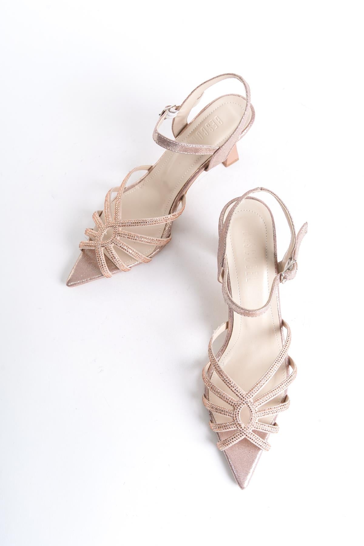 Women's Powder Thin Heel Pointed Toe Evening Dress Shoes 8 Cm Heel - STREETMODE™