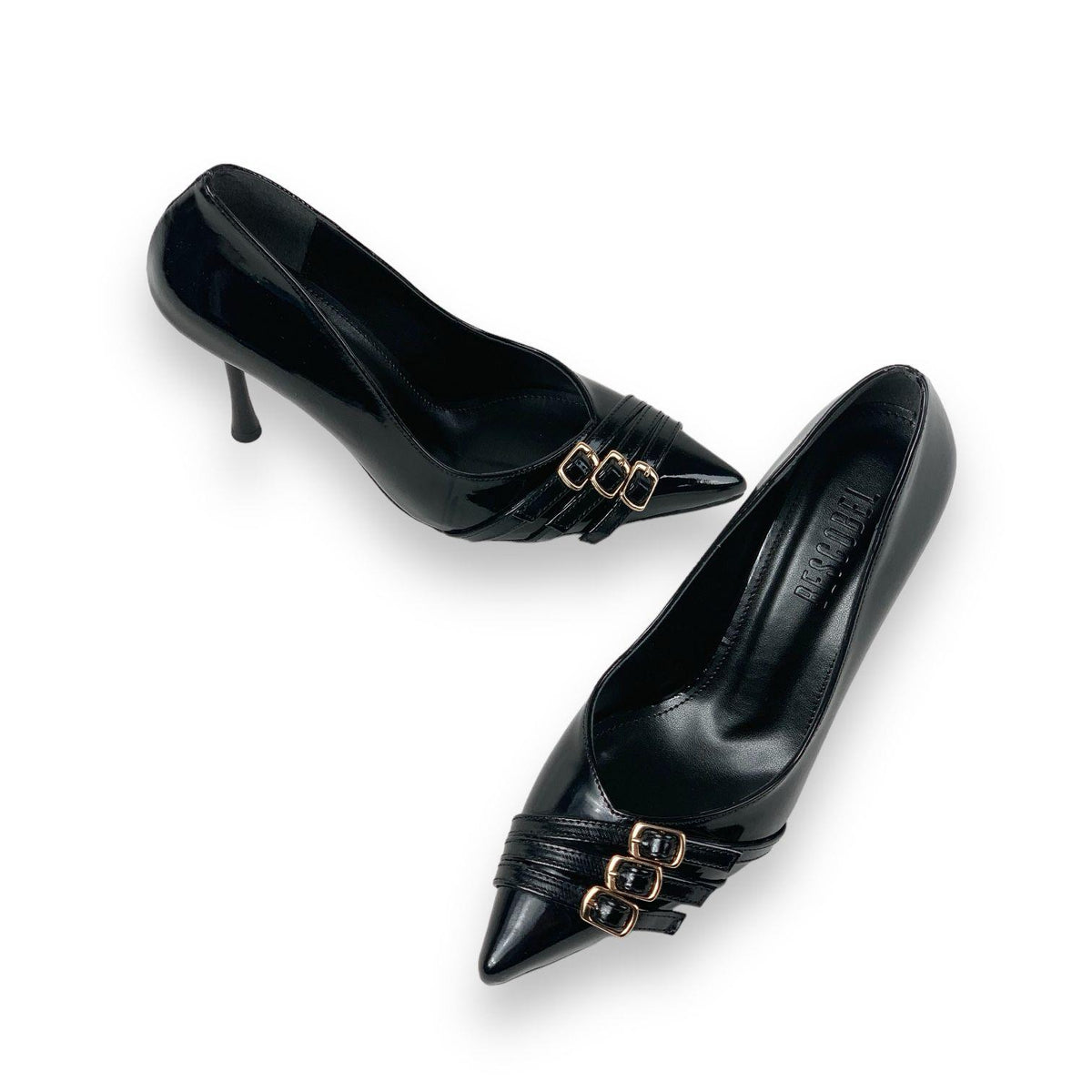 Women's Recs Black 3-Stripe Pointed Toe Thin Heel Stiletto 9 Cm - STREETMODE™