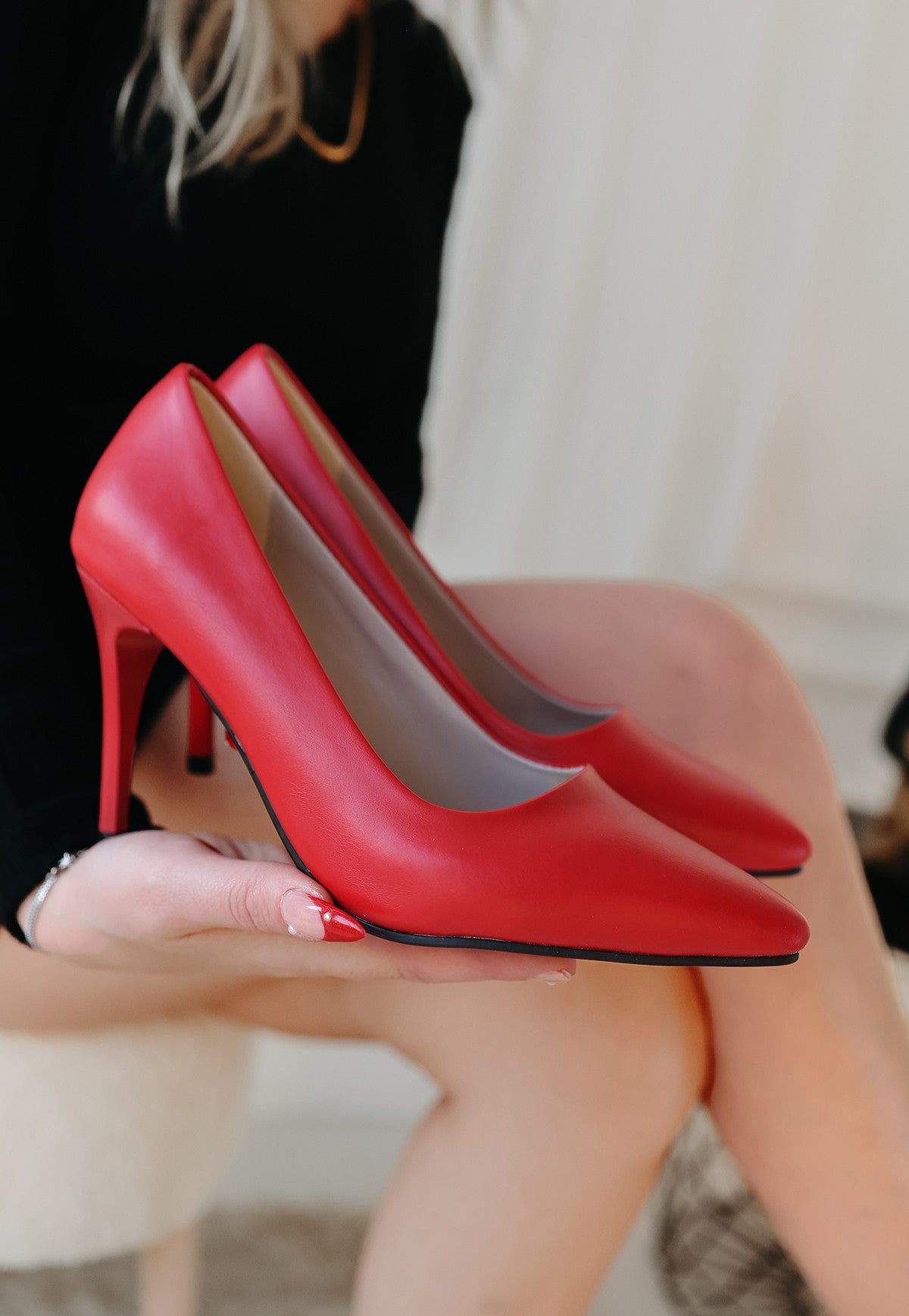 Women's Red Skin Stiletto Shoes - STREETMODE™