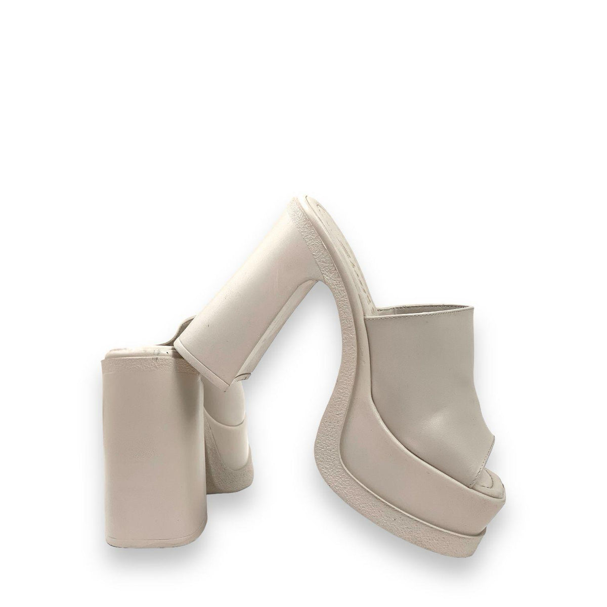 Women's Rekla Beige High Platform Slippers 15 cm Heel - STREETMODE™