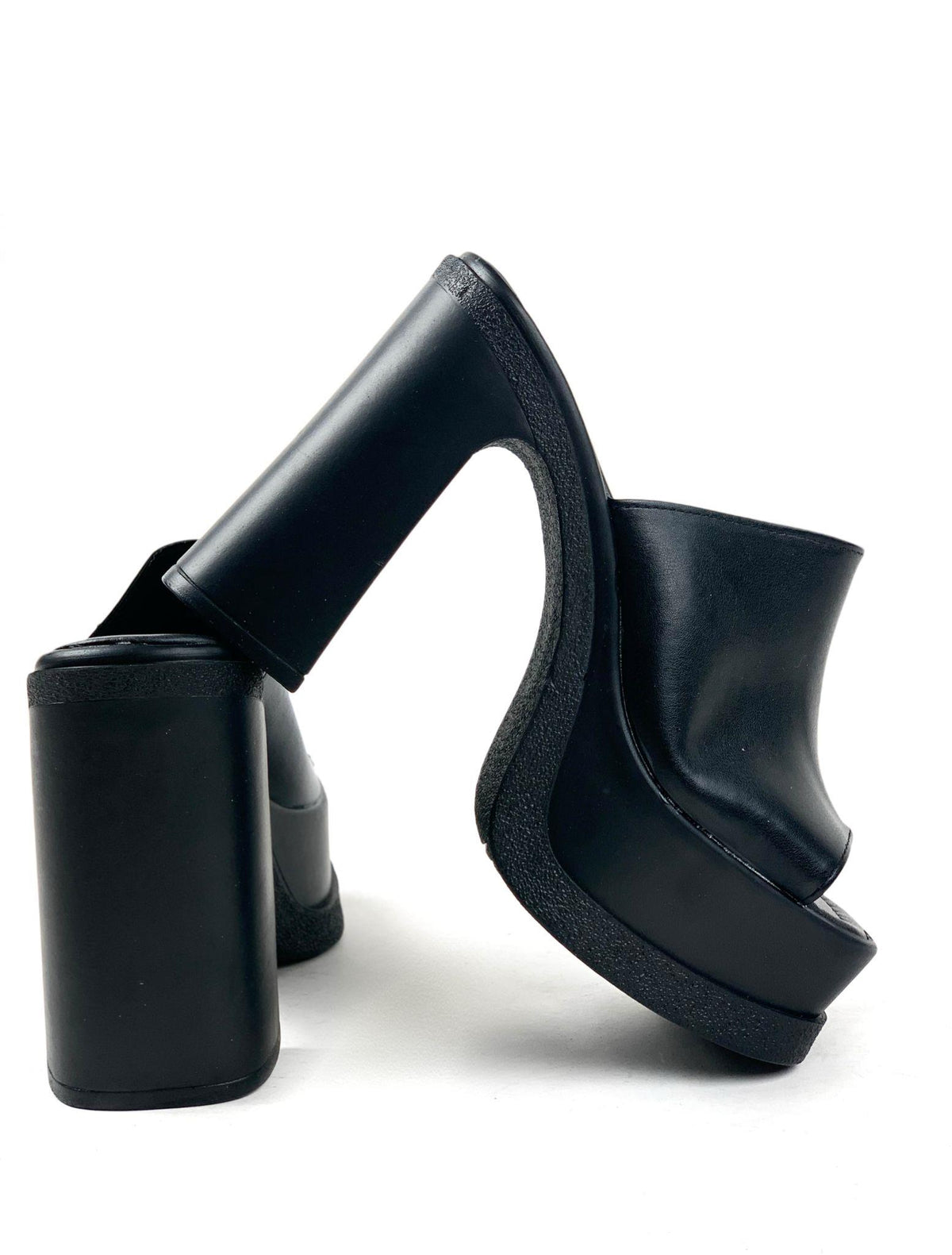 Women's Rekla Black High Platform Slippers 15 cm Heel - STREETMODE™