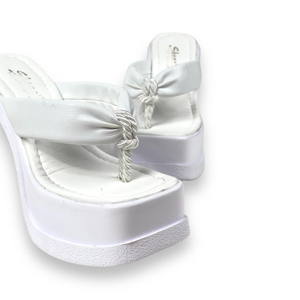 Women's Salda White Flip Flop Platform Slippers 15 Cm - STREETMODE™