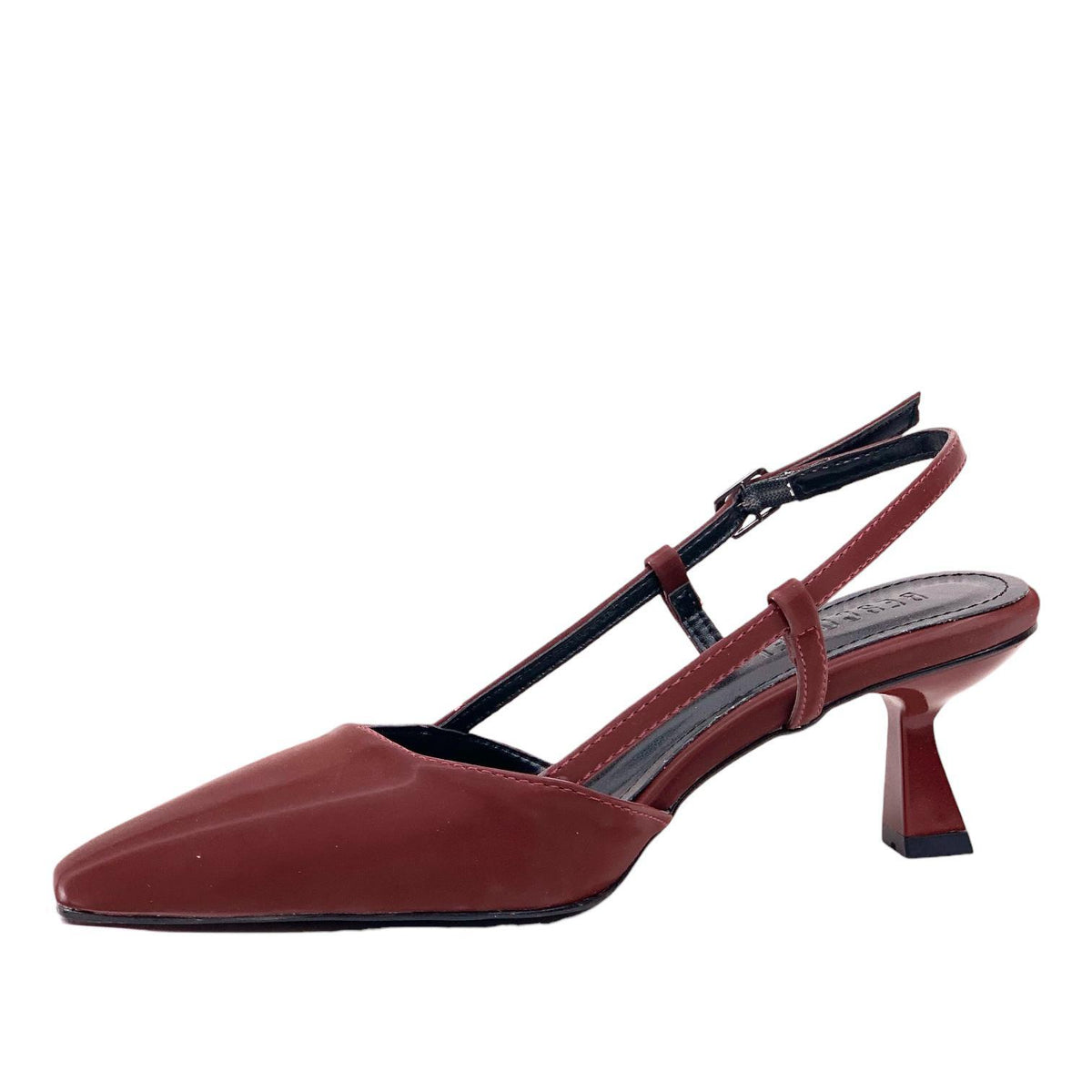 Women's Sedj Burgundy Silk Material Open Back Almond Heel Shoes 5.5 Cm - STREETMODE™
