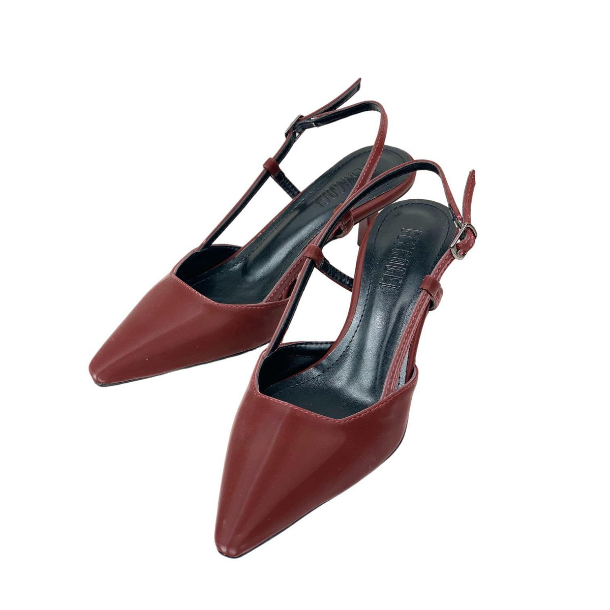 Women's Sedj Burgundy Silk Material Open Back Almond Heel Shoes 5.5 Cm - STREETMODE™
