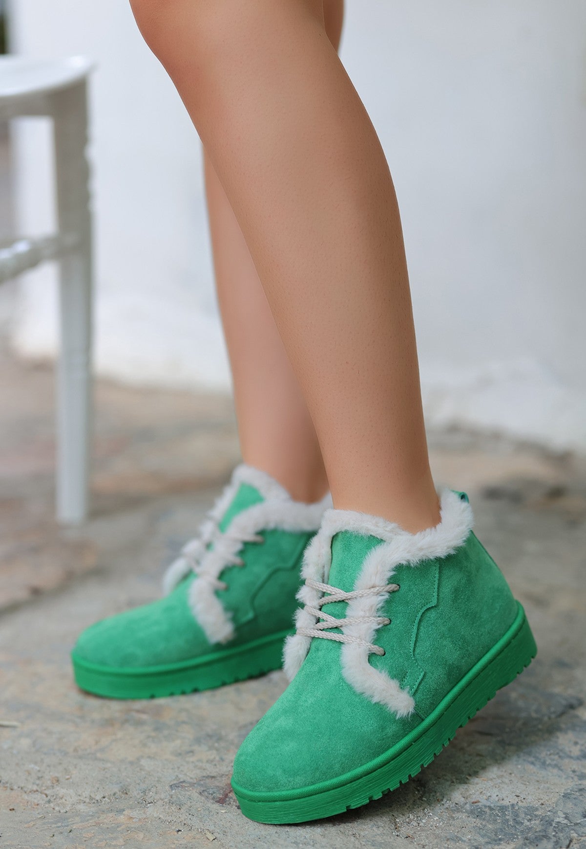 Women's Simya Green Suede Lace Up Boots - STREETMODE™