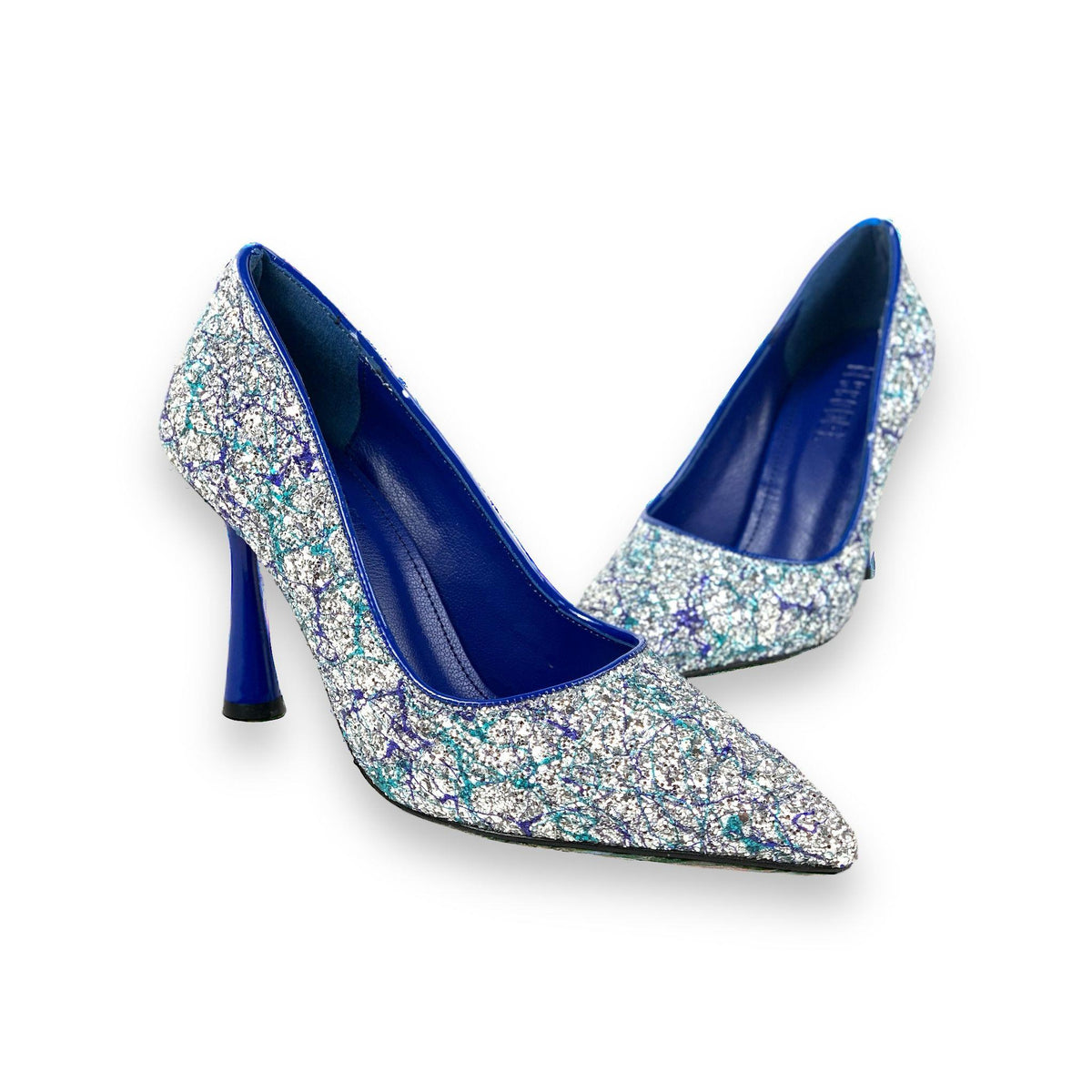 Women's Sinr Blue Stone Coated Evening Dress Stiletto 10 Cm Heel - STREETMODE™