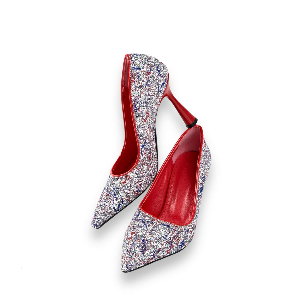 Women's Sinr Red Stone Coated Evening Dress Stiletto 10 Cm Heel - STREETMODE™
