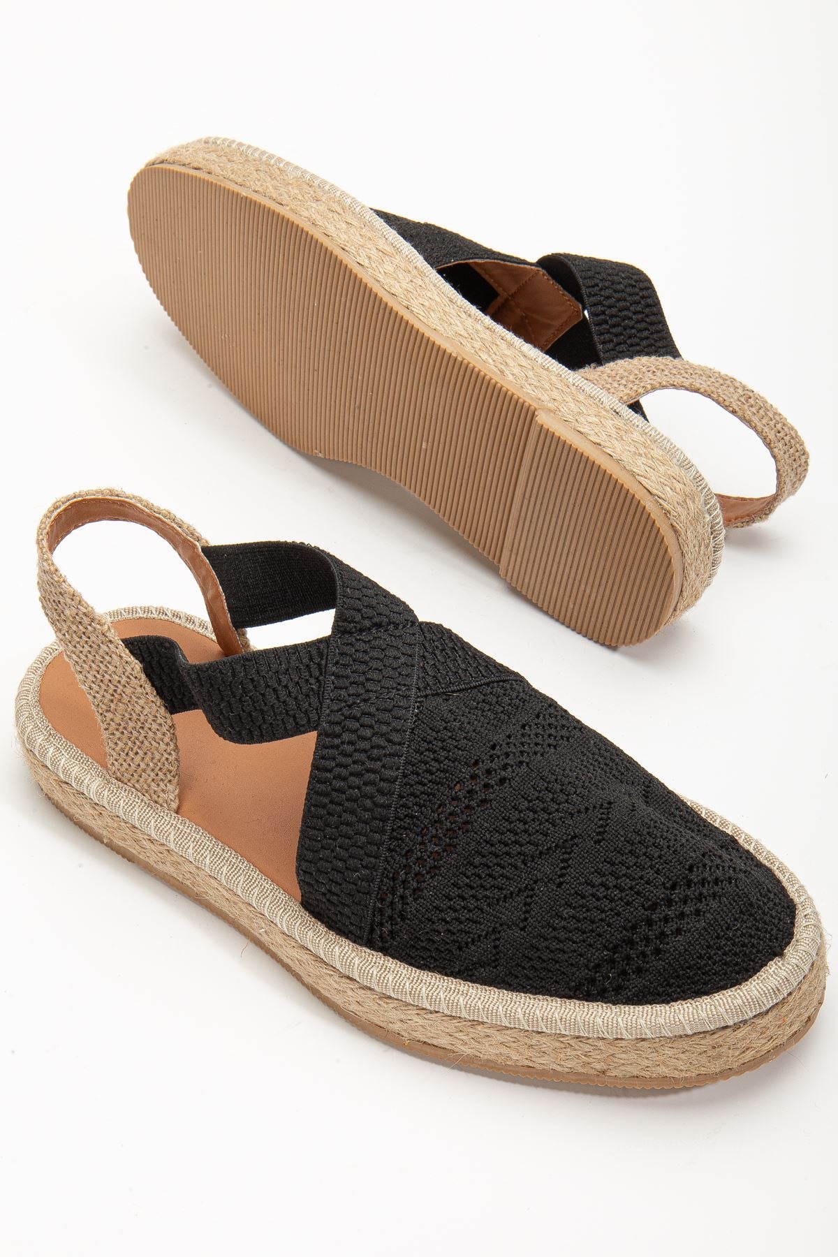 Women's Sirena Black Knitwear Wicker Detailed Espadrille - STREETMODE™