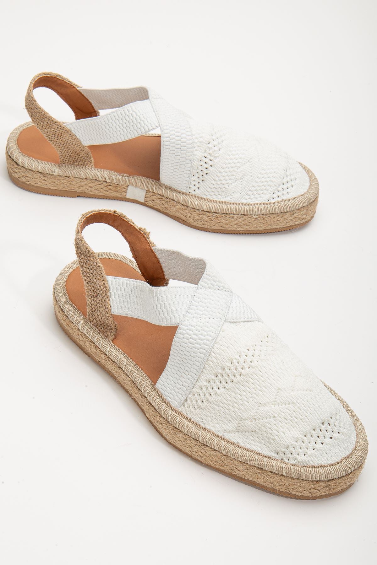 Women's Sirena White Knitwear Wicker Detailed Espadrille - STREETMODE™