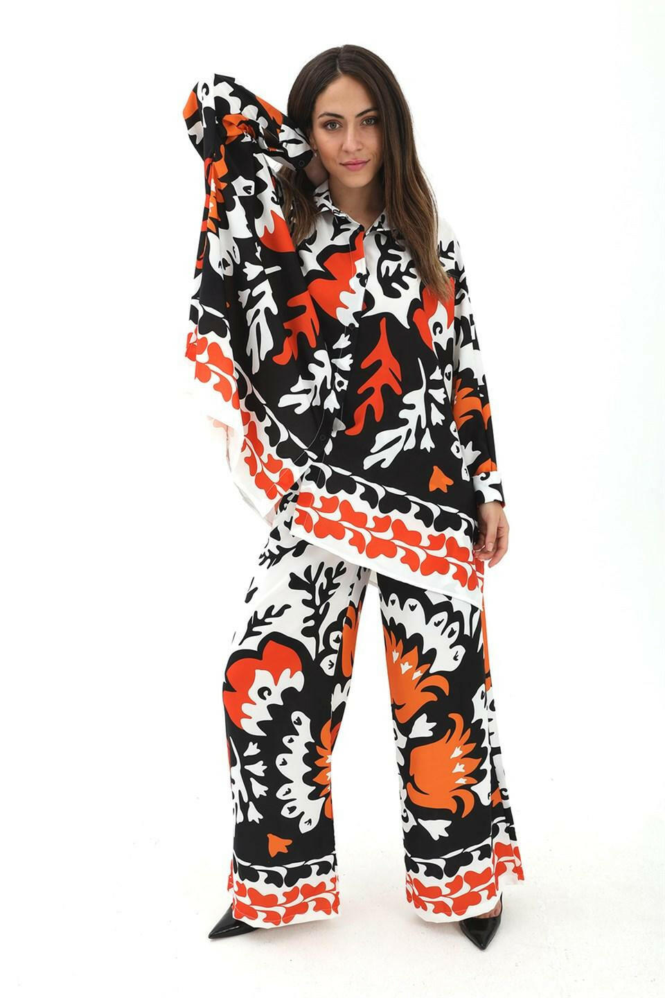 Women's Slit Tulip Pattern Jessica Fabric Set - Black - STREETMODE™ DE