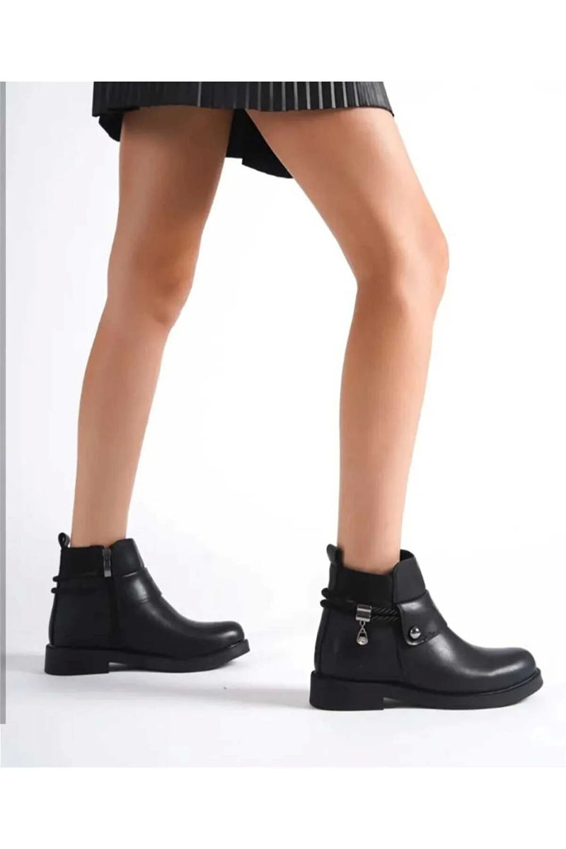Women's Sofiye Black Leather Heeled Boots - STREETMODE™