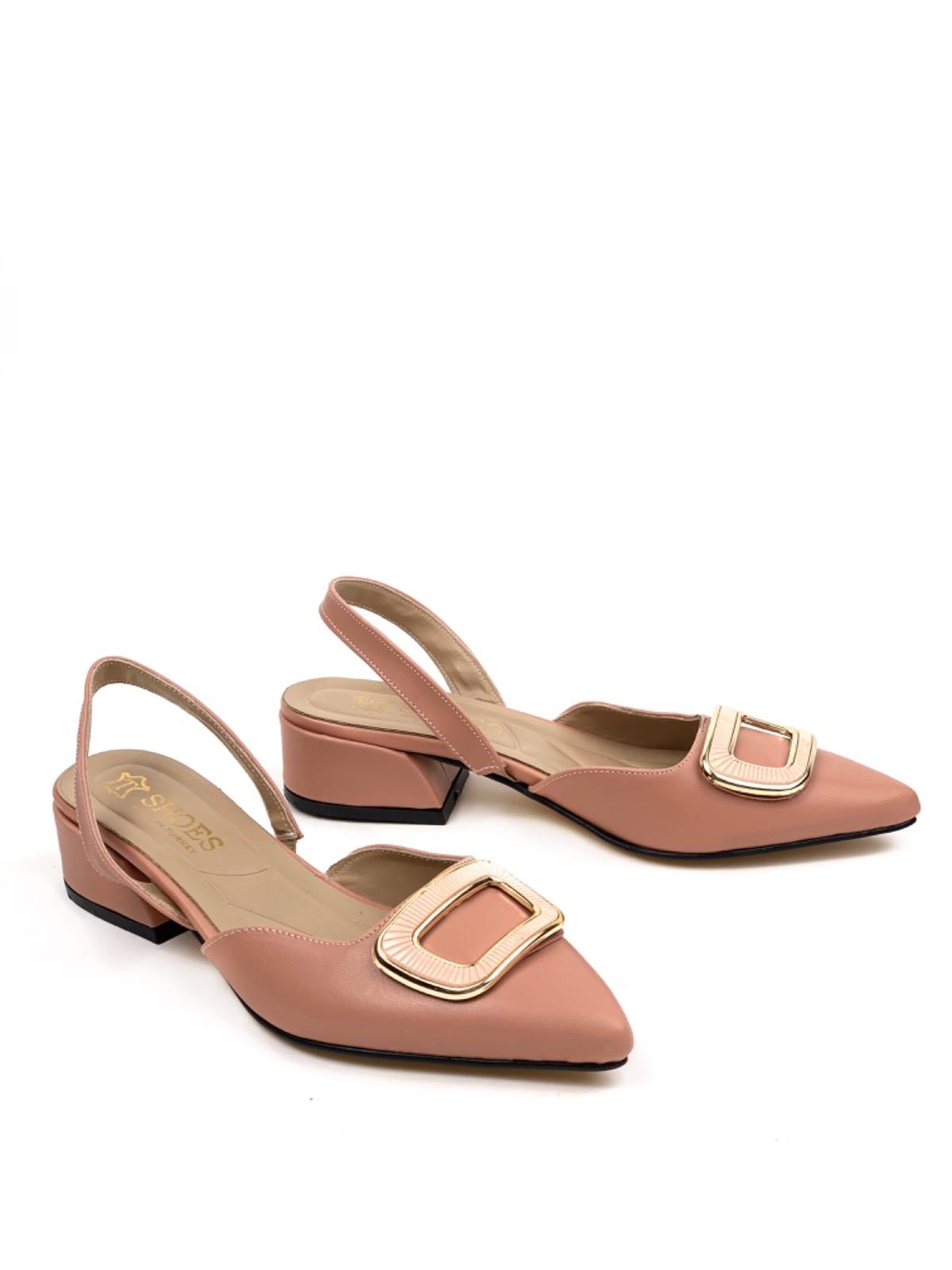 Women's Square Dusty Rose Low Heel Open Back Square Buckle Sandals Slippers - STREETMODE™