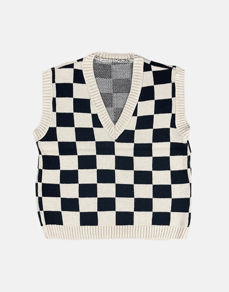 Women's Square Patterned V Neck Sweater - STREETMODE™